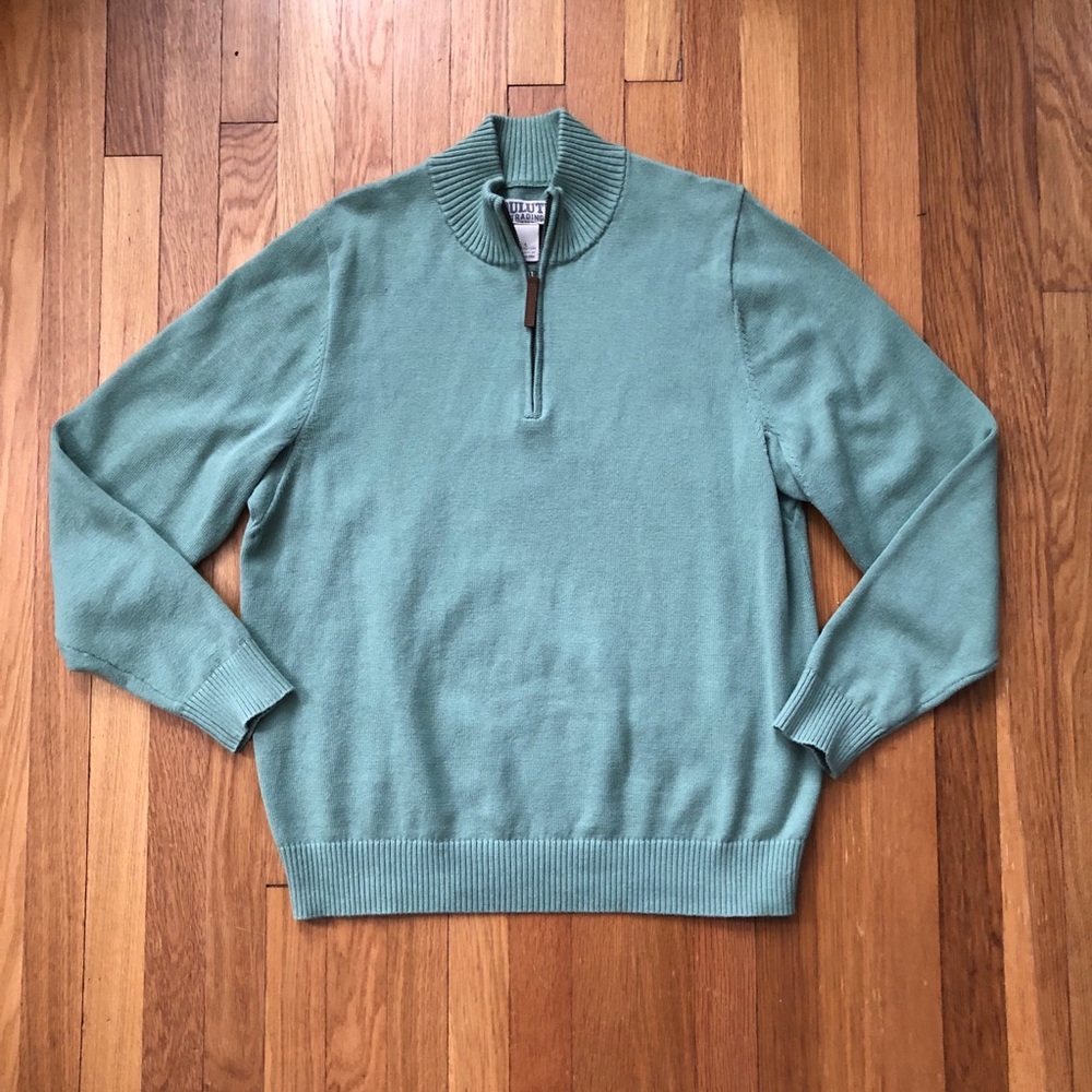 Duluth Trading Co Mockneck Sage Quarter Zip, Large